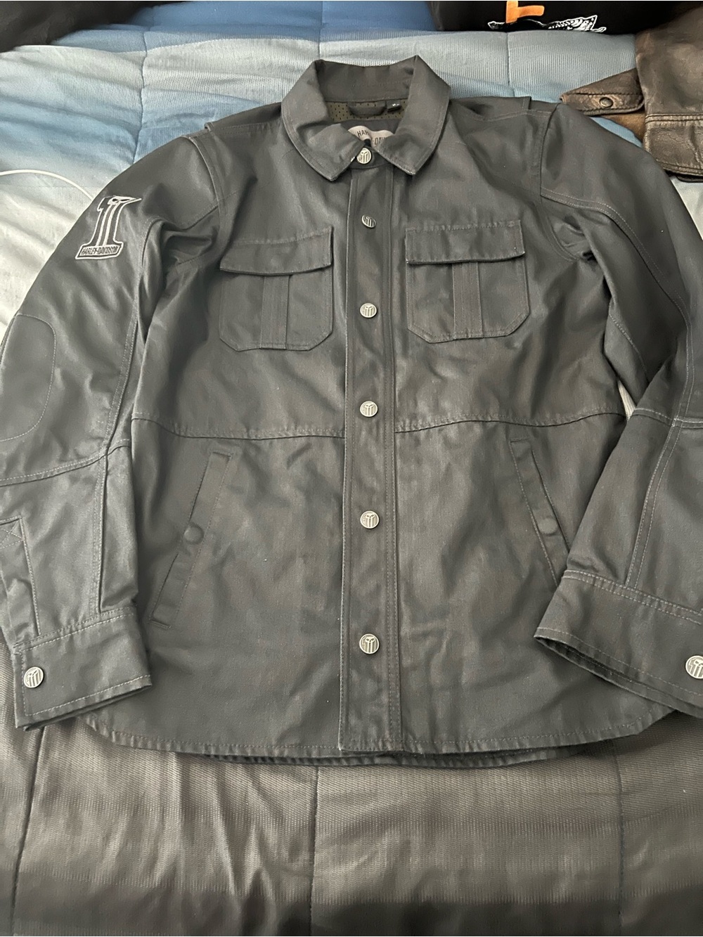 Harley-Davidson Black Lightweight Button-Front Shirt Jacket